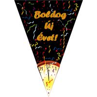 Boldog Új Évet zászló fűzér, órás