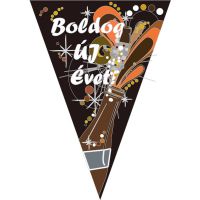 Boldog Új Évet zászló fűzér, pezsgős