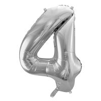 4. szám fólia lufi, 86cm ezüst