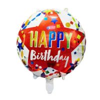 Happy Birthday, fehér, piros csillagos, fólia lufi, 45