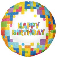 Fólia lufi, gömb, építőkockás, 45cm