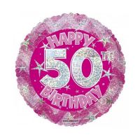 50. évszámos hologramos pink folia lufi