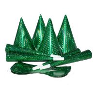 Party szett, 12 db-os, zöld, hologramos