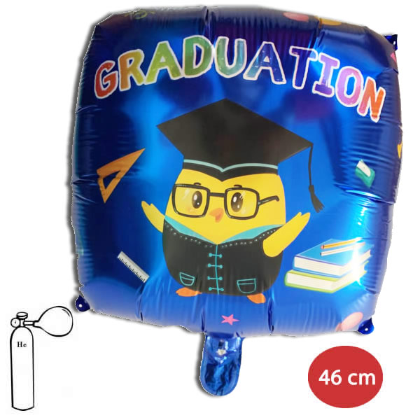 Fólia lufi,  párna, kék, ballagó csibe, 46 cm