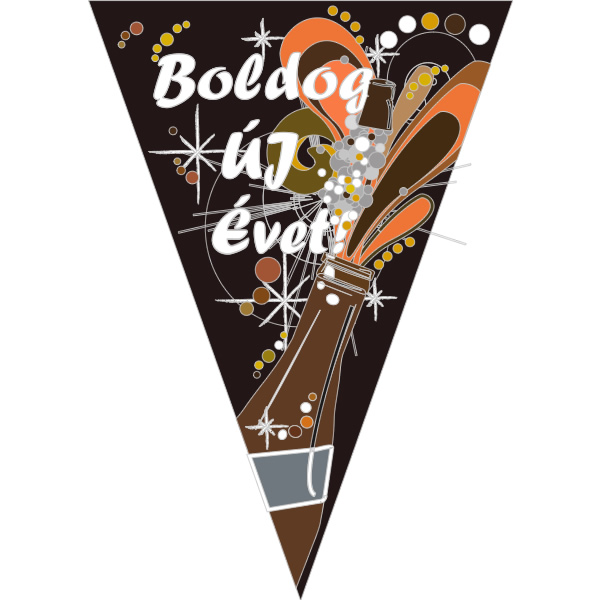 Boldog Új Évet zászló fűzér, pezsgős