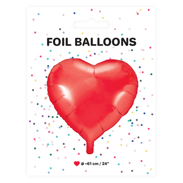 Szív alakú piros fólia lufi, 45cm