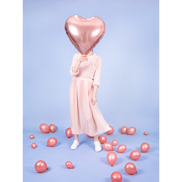 Fólia lufi, 45cm, szív, rose gold