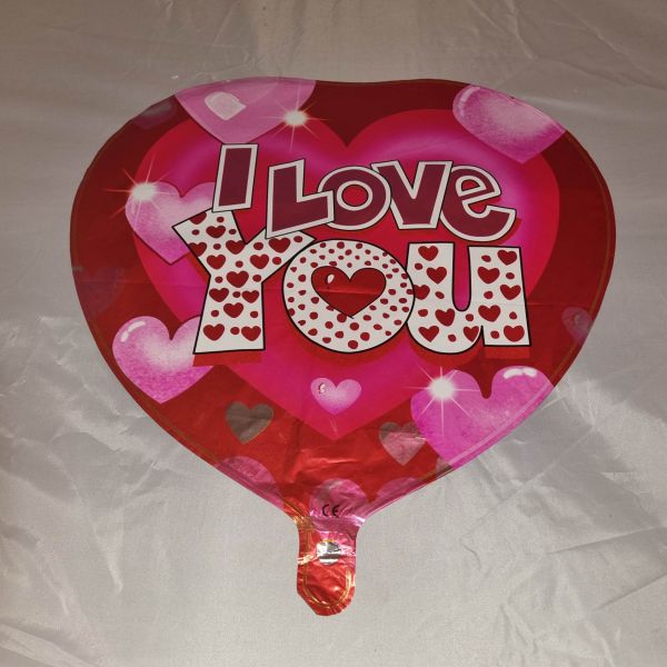 Fólia lufi szív alaku bordó i love you felirattal