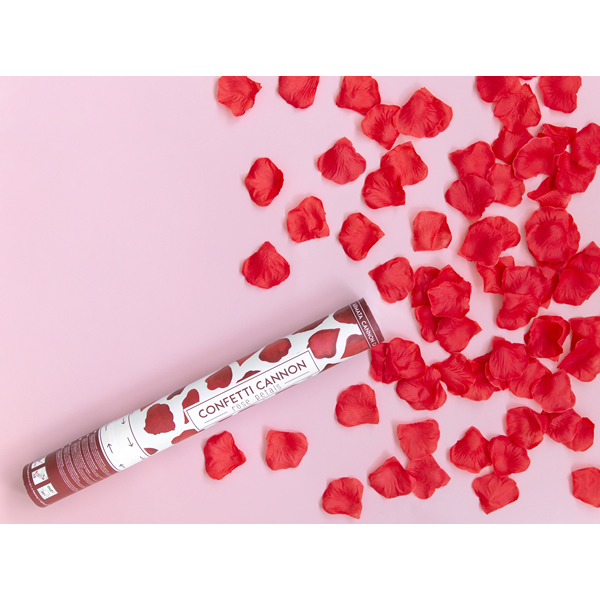 Konfetti kilövő ágyú, 40 cm, szirom, bordó