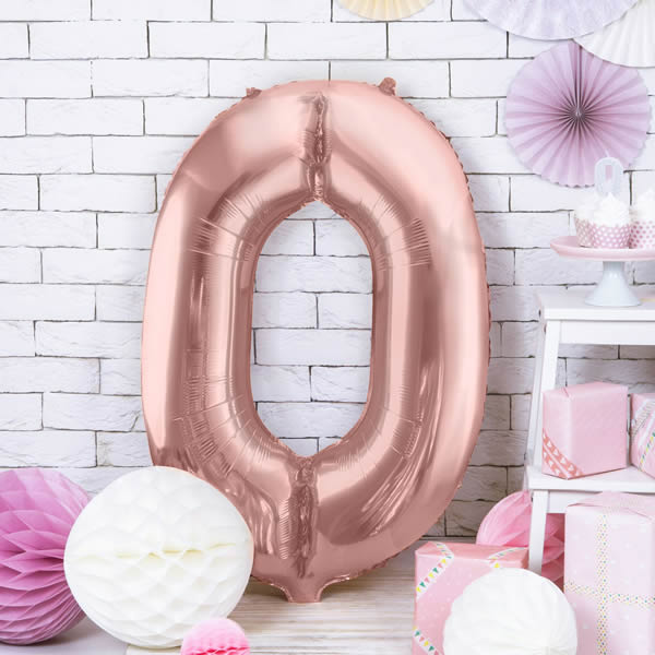 0. szám fólia lufi, 86cm rosegold