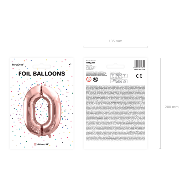 0. szám fólia lufi, 86cm rosegold