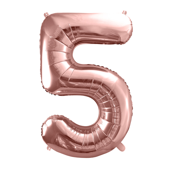 5. szám fólia lufi, 86cm rosegold
