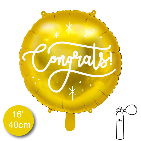 Lufi, fólia, arany, congrats, 35 cm