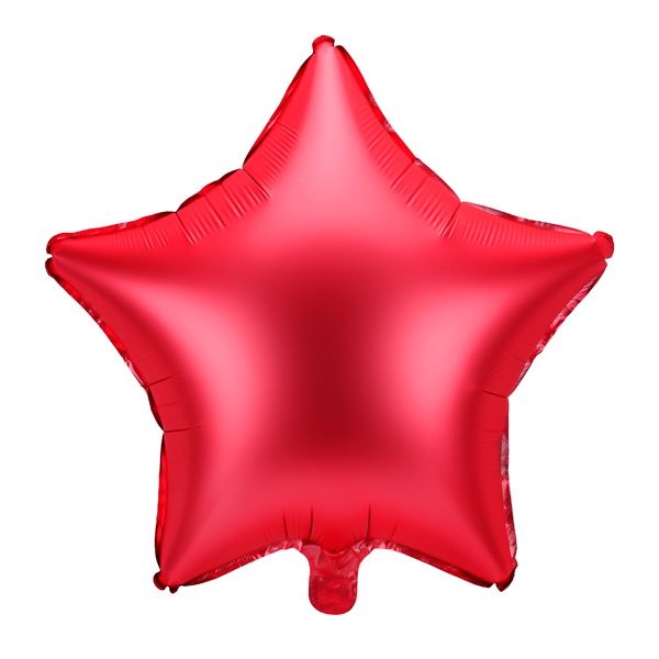 Csillag alakú piros fólia lufi, 19/48cm