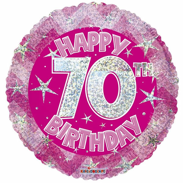 70. Évszámos lufi, hologramos pink fólia, happy b.