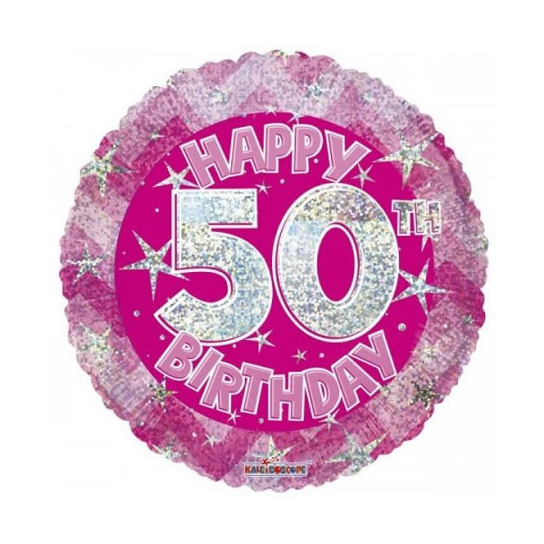 50. évszámos hologramos pink folia lufi