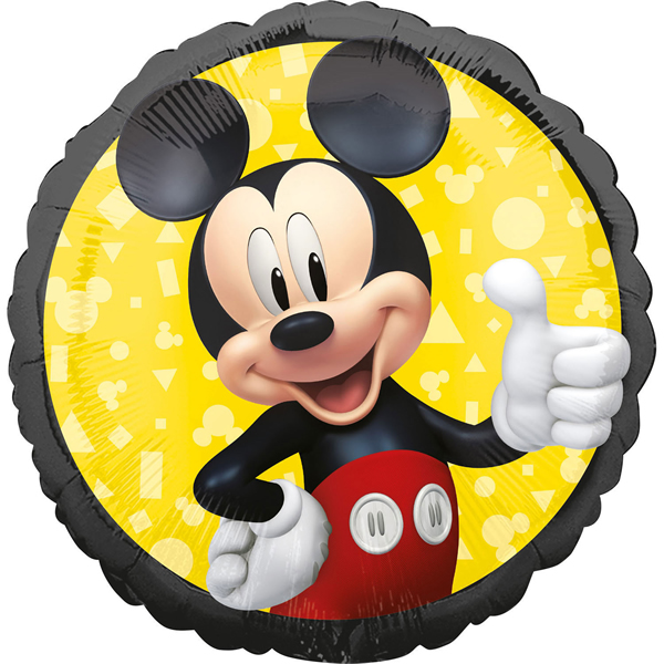 Fólia lufi, 17/43cm, gömb, fekete, Mickey
