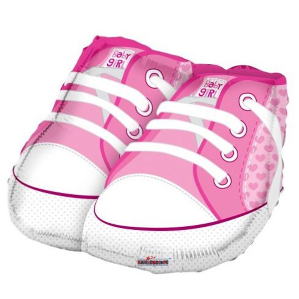 Babacipő, rózsaszín, fólia lufi, 45 cm