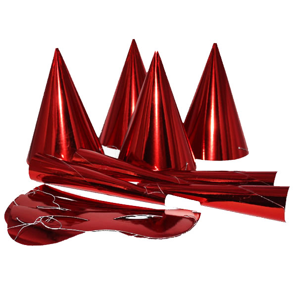 Party szett, 12 db-os, piros, fényes