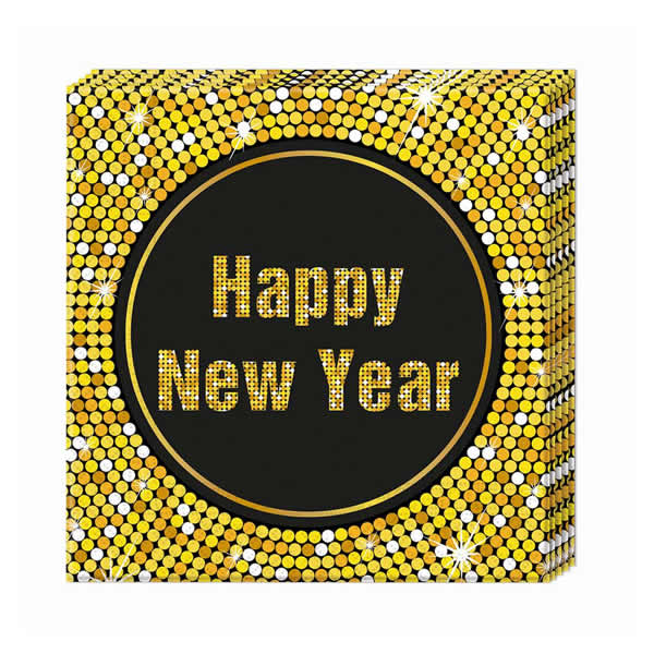 Happy New Year retró szalvéta 33 x 33, 20db/cs