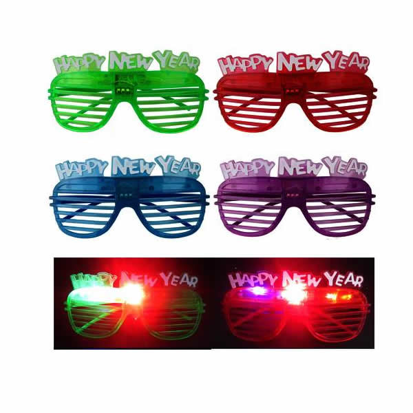 Villogó szemüveg Happy New Year Fekete